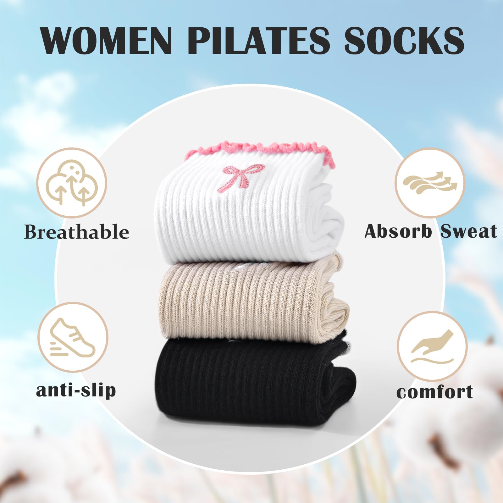 3 Pairs of Anti-Slip Grip Pila - огляд і ціна Medias Para Pilates Y Yoga